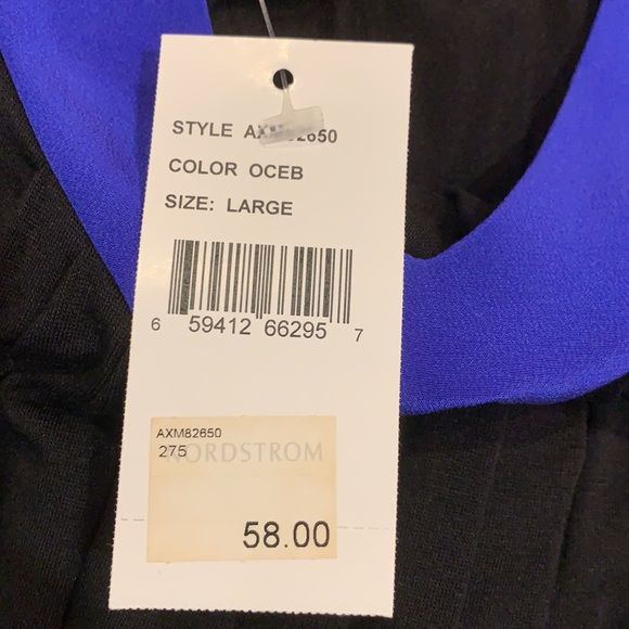 NWT Eight Sixty tank top. Sz large. Black tank top w/Royal blue detailing - Picture 9 of 9